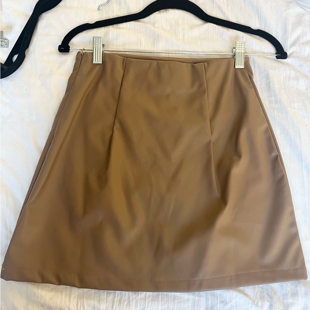 princess polly Elegant Tan leather Skirt